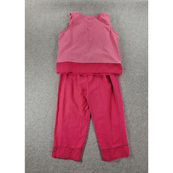VTG Norton Studio Linen Tank Pant Set Womens Petite XL Pink Capri Resortwear - Picture 3 of 16